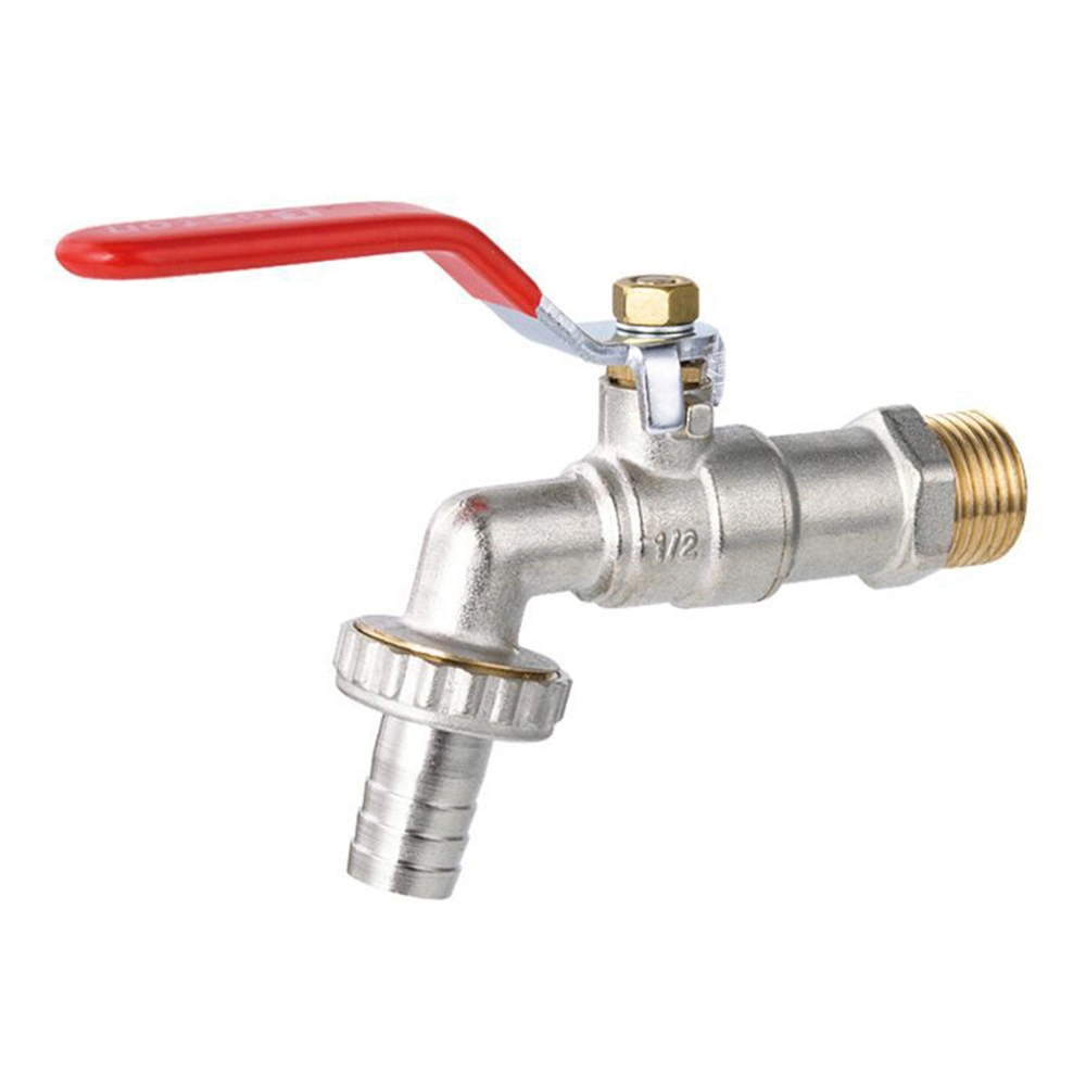 Male Thread Brass Boiler Ball Valve, Chrome Plated Brass Hose Bibcock with Flat Lever Handle